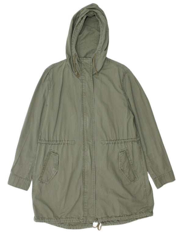 Benetton Parka Con Capucha Para Mujer UK 46 Large Algodón Caqui