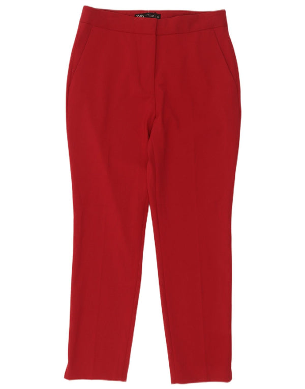 Zara Mujer Pantalón Chino Slim EU 36 XS W26 L26 Poliéster Rojo