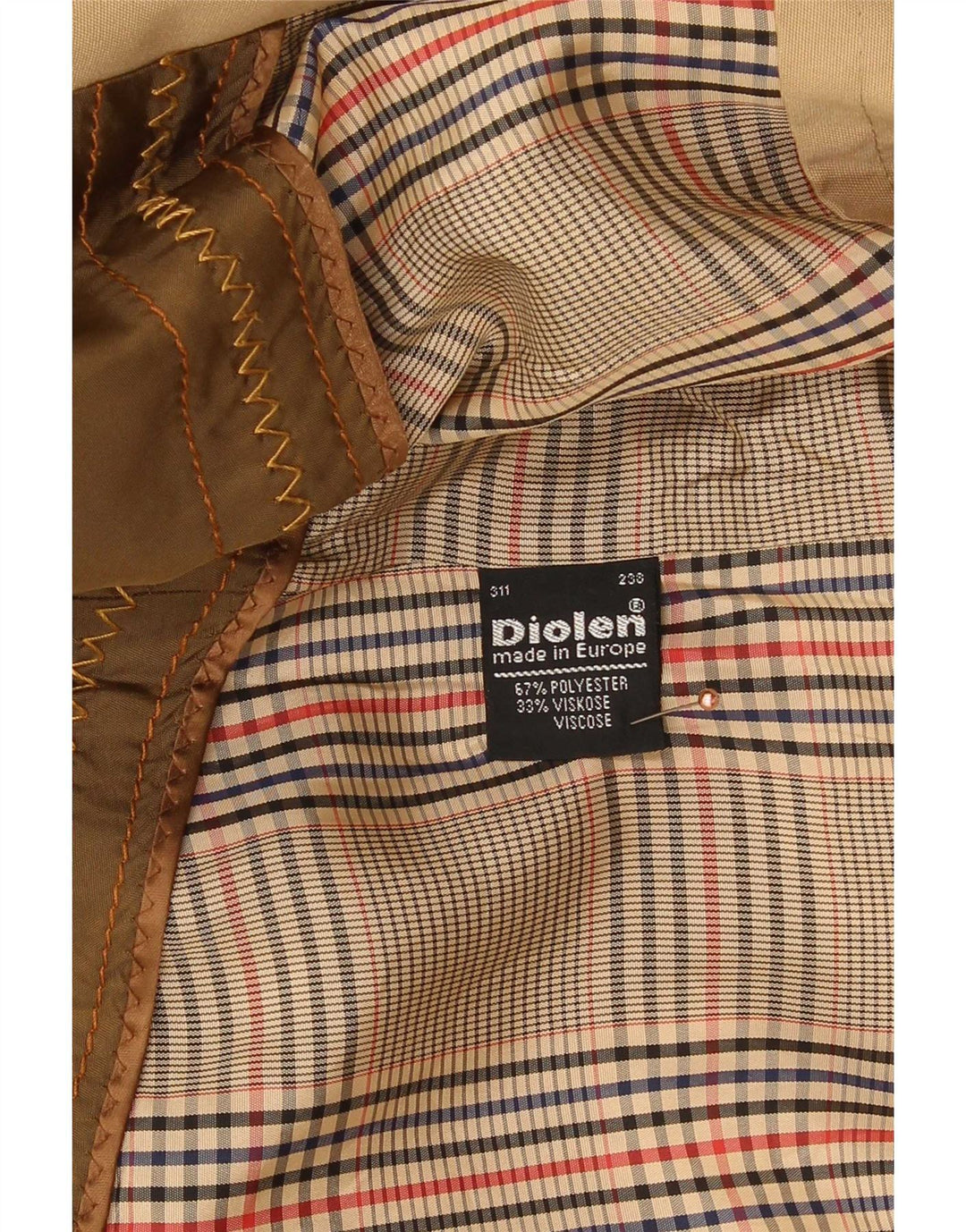 Diolen Gabardina con capucha para hombre UK 36 Small Beige Poliéster Clásico