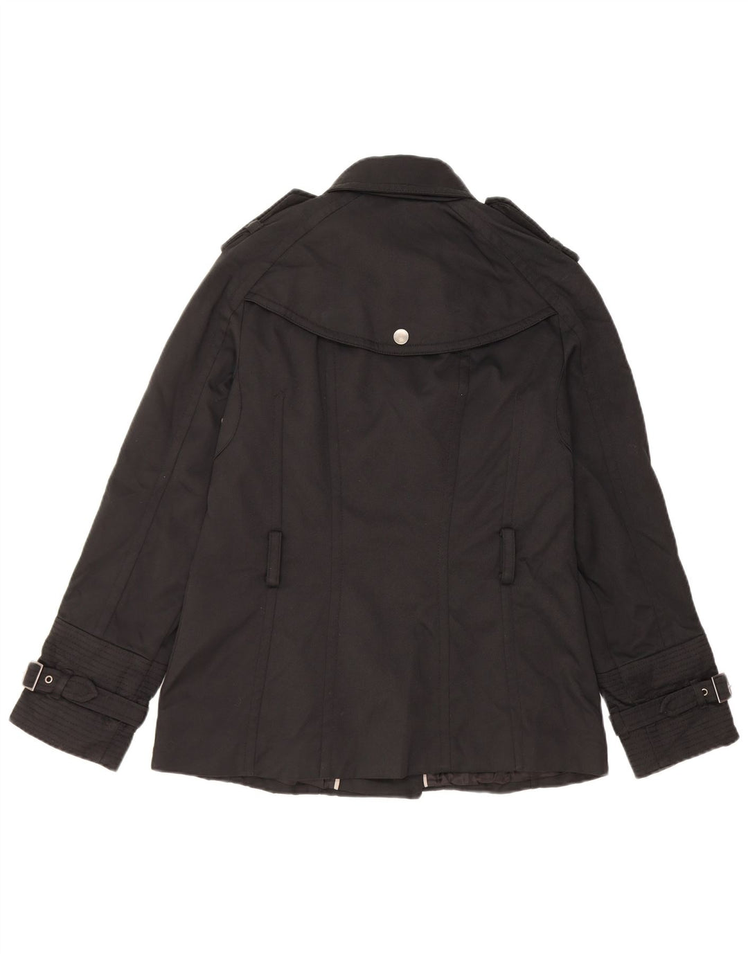 Zara Mujer Chaqueta Militar UK 40 Mediana Nylon Negro