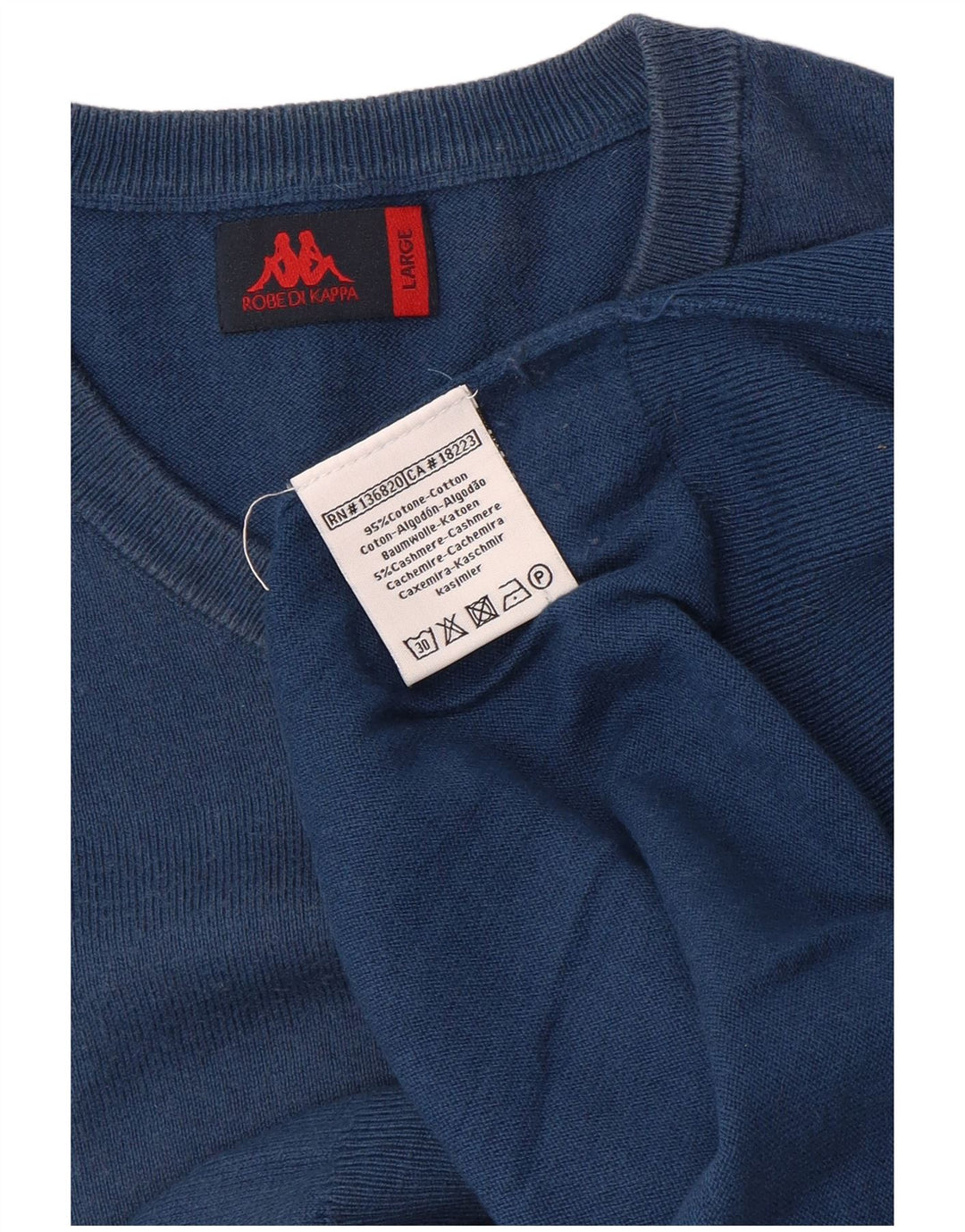 Kappa Jersey con cuello en V para hombre, talla grande, algodón azul