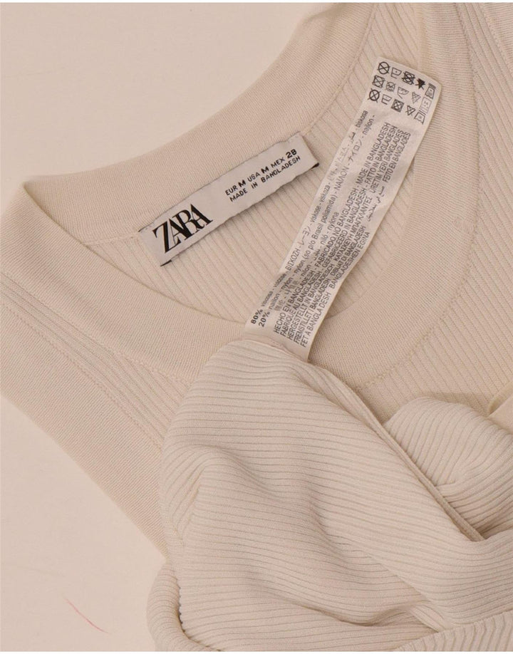 Zara Mujer Chaleco Top UK 12 Medio Viscosa Blanca