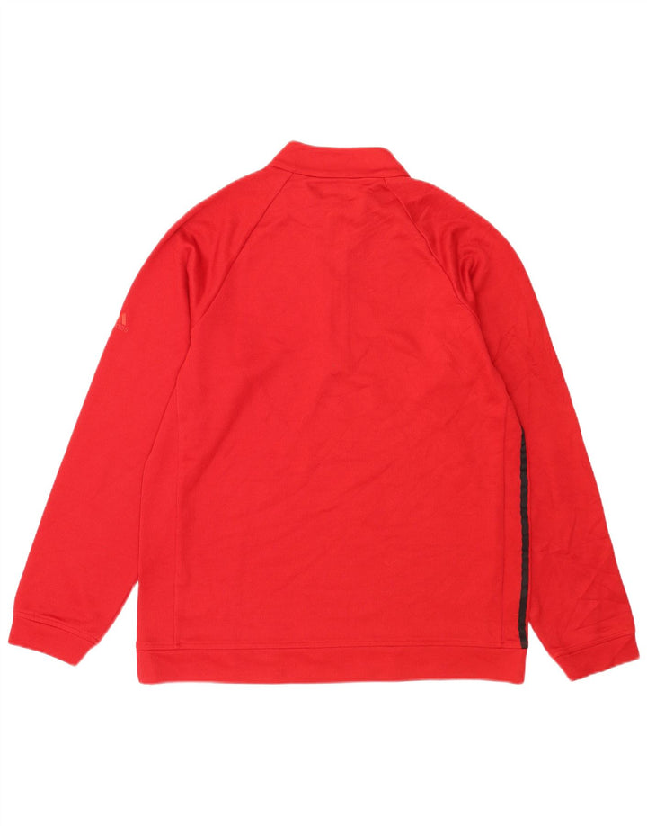Adidas Hombre Zip Neck Sudadera Jumper Medium Rojo Poliéster