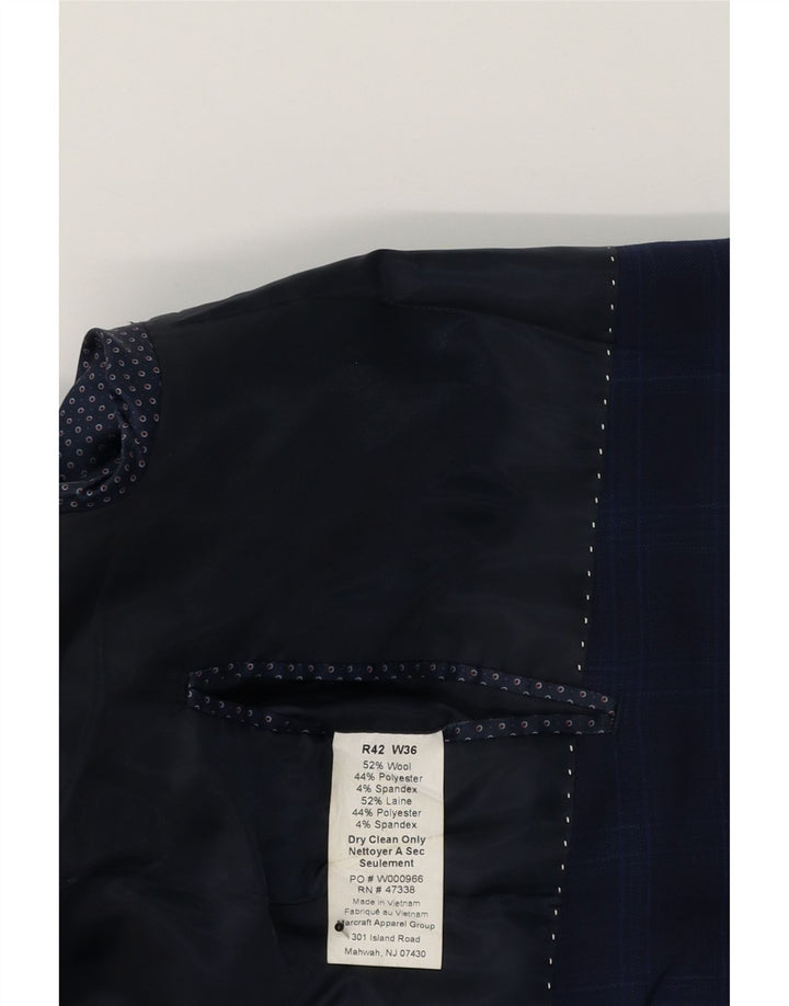 TOMMY HILFIGER Mens 2 Button Blazer Jacket UK 42 XL Navy Blue Check Wool Vintage Tommy Hilfiger and Second-Hand Tommy Hilfiger from Messina Hembry 
