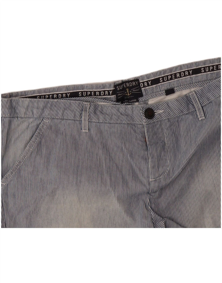 SUPERDRY Pantalones cortos casuales para mujer XL W40 Algodón a rayas azules