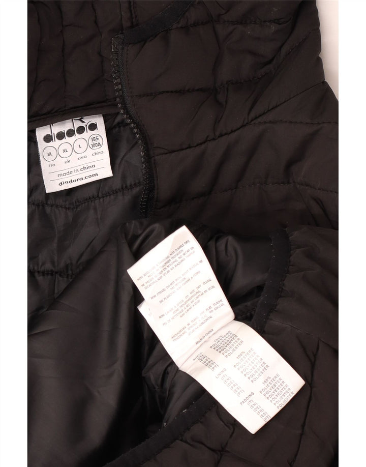 Diadora Chaqueta acolchada con capucha para hombre ES 42 XL Poliéster negro