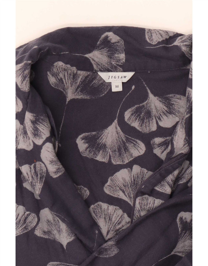 Blusa camisera extragrande para mujer Jigsaw UK 44 Mediana Azul marino Floral