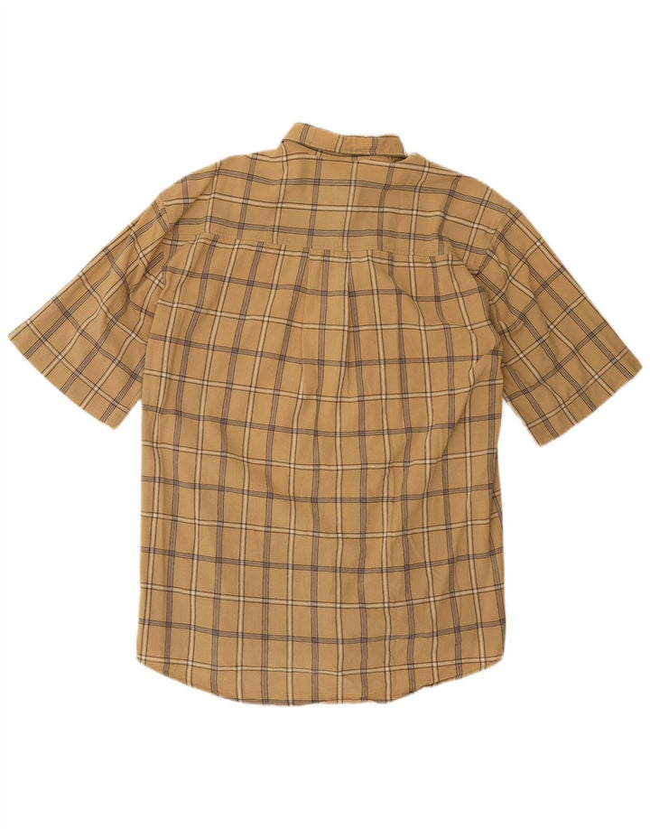 CAMEL Camisa de manga corta para hombre Small Beige Check