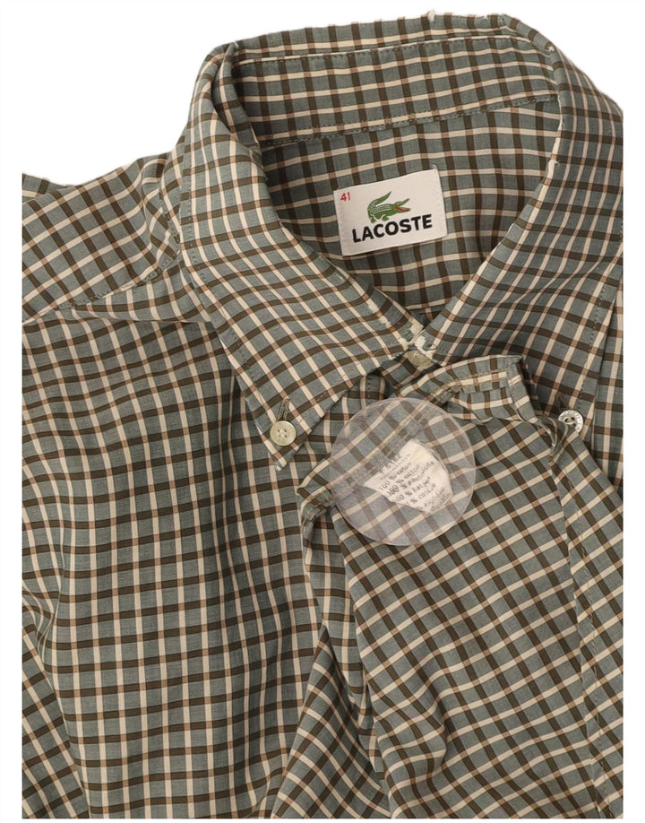 Camisa LACOSTE para hombre talla 41 Algodón a cuadros verde grande