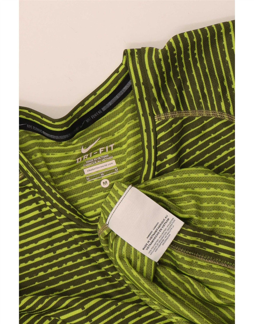 Camiseta Nike Dri Fit para mujer UK 40 Poliéster a rayas verde medio