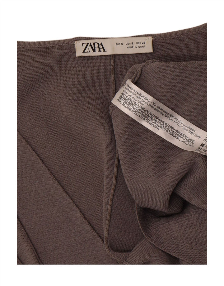 Zara Mujer OPEN Chaleco UK 10 Small Gris Viscosa