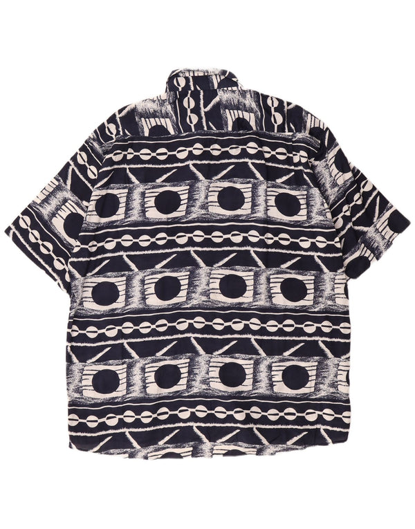 Cotton Club Camisa Hombre Manga Corta XL Azul Marino Viscosa Geométrica