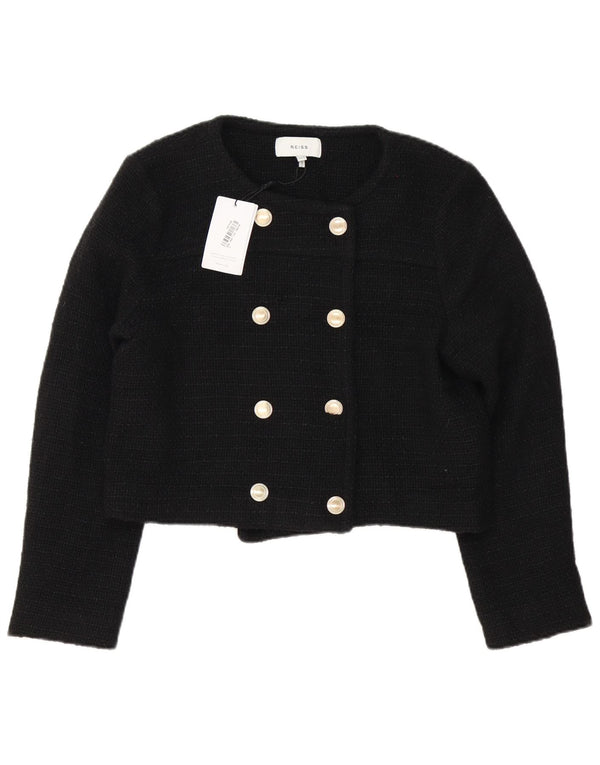 Reiss Chaqueta Bolero de Doble Botonadura para Mujer UK 40 Medium Negro Acrílico