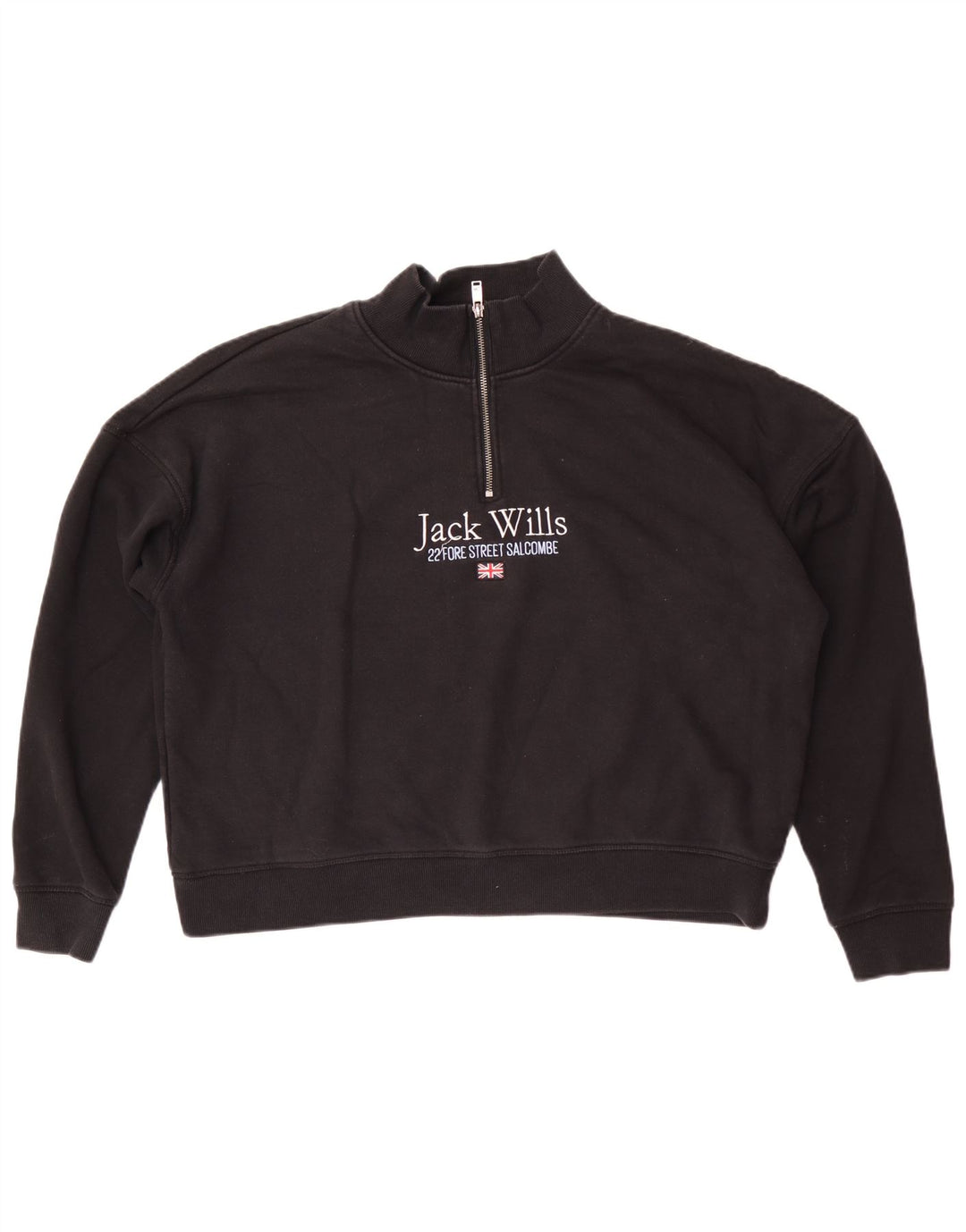 Jack Wills Sudadera con gráfico extragrande para mujer, talla 40, color negro