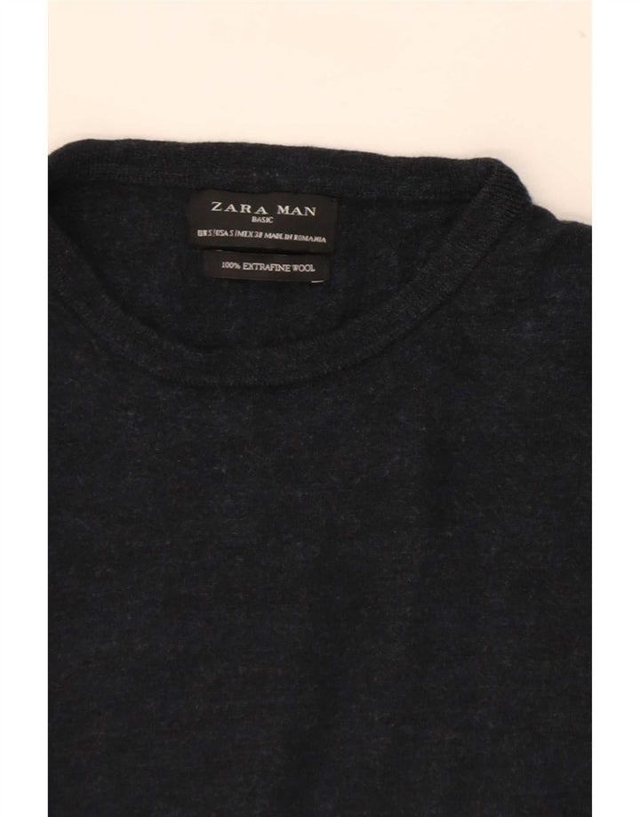 Zara Hombre Jersey Cuello Redondo Jersey Small Lana Azul Marino