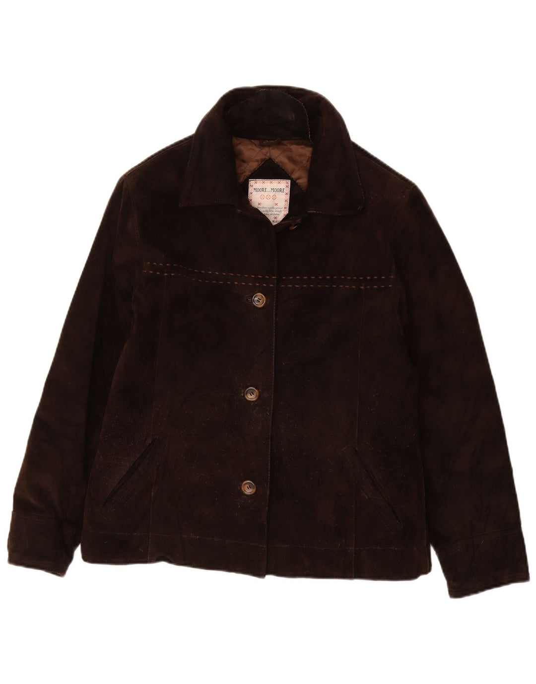 VINTAGE Chaqueta de ante para mujer IT 42 Cuero marrón medio