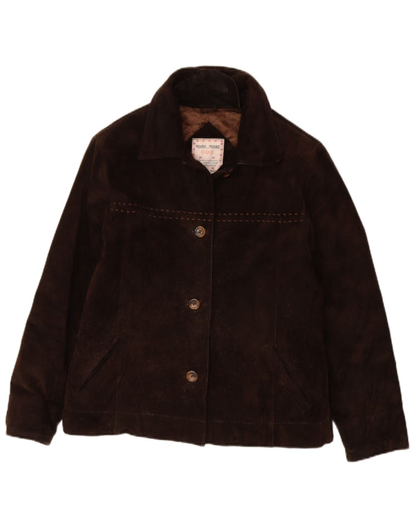 VINTAGE Chaqueta de ante para mujer IT 42 Cuero marrón medio