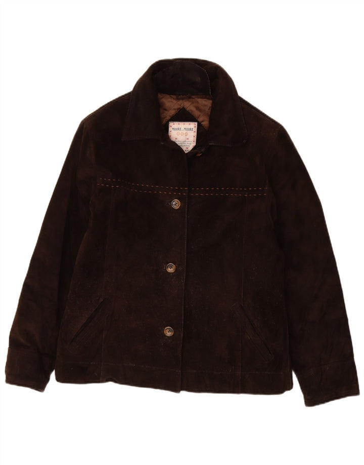 VINTAGE Chaqueta de ante para mujer IT 42 Cuero marrón medio