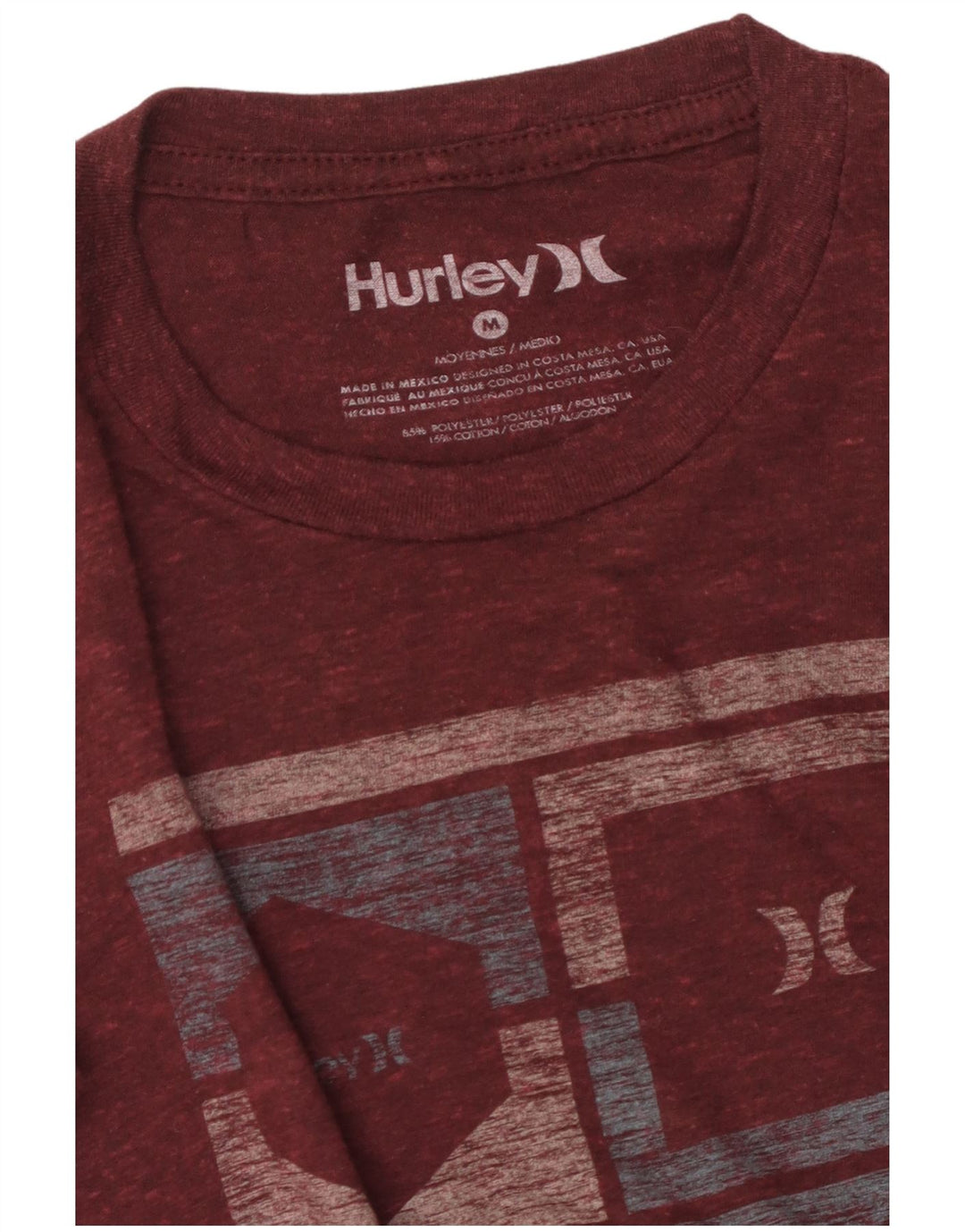 Hurley Camiseta Gráfica Para Hombre Top Poliéster Granate Medio