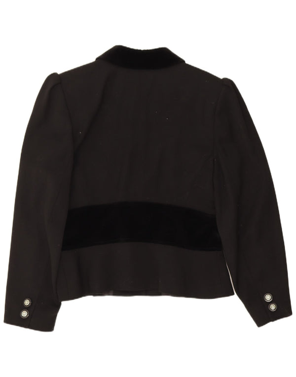 Valentino Chaqueta tipo blazer de 5 botones para mujer UK 44 Grande Lana negra con bloques de color