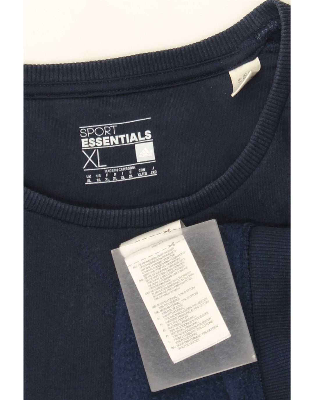 Adidas Hombre Sudadera Jumper XL Azul Marino Algodón
