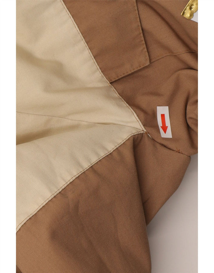 Chaqueta cortavientos con capucha vintage para hombre IT 46 Small Beige Colourblock