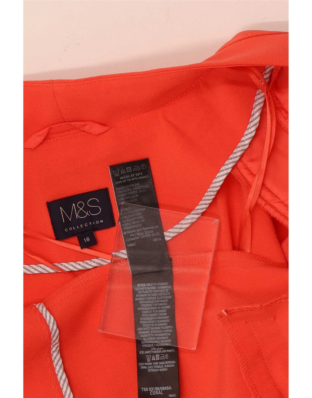 Marks & Spencer Chaqueta tipo blazer abierta para mujer UK 40 XL Poliéster naranja