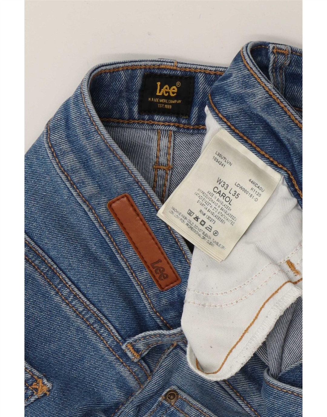 Lee Jeans rectos Carol para hombre W33 L29 Algodón azul