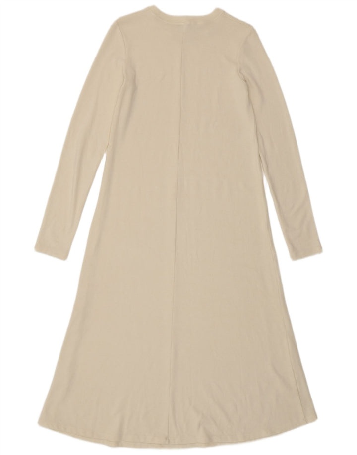 Zara Mujer Maxi Vestido Jersey UK 10 Small Blanco