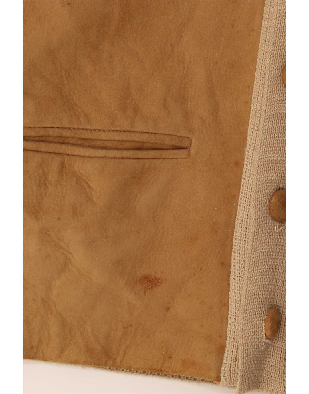 Vintage hombre Cardigan suéter IT 50 cuero beige medio