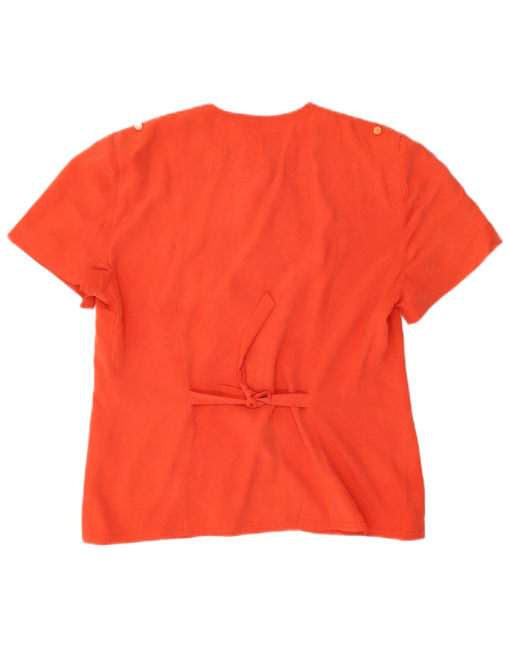 Vintage mujer camisa de manga corta blusa Reino Unido 14 naranja medio