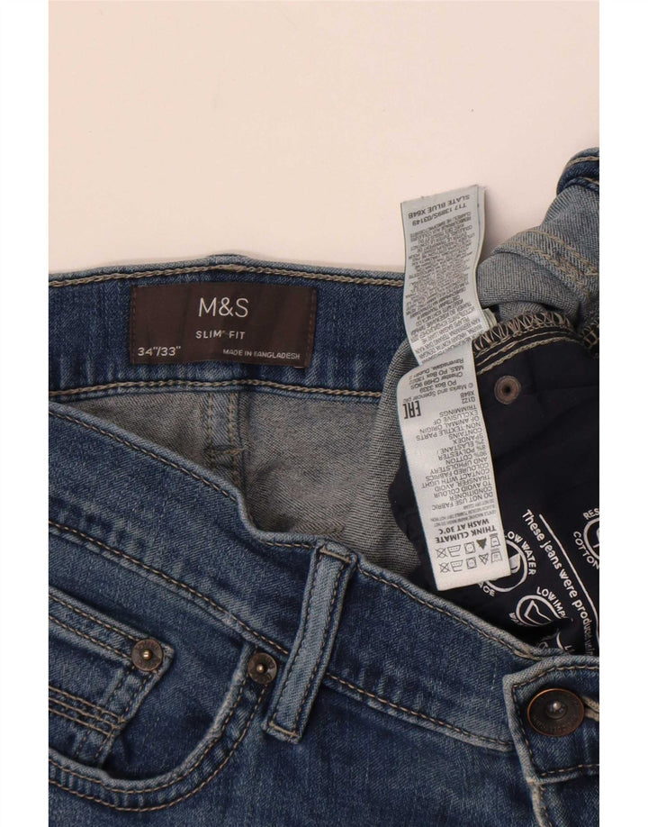 Marks & Spencer Vaqueros ajustados para hombre W34 L33 Algodón azul
