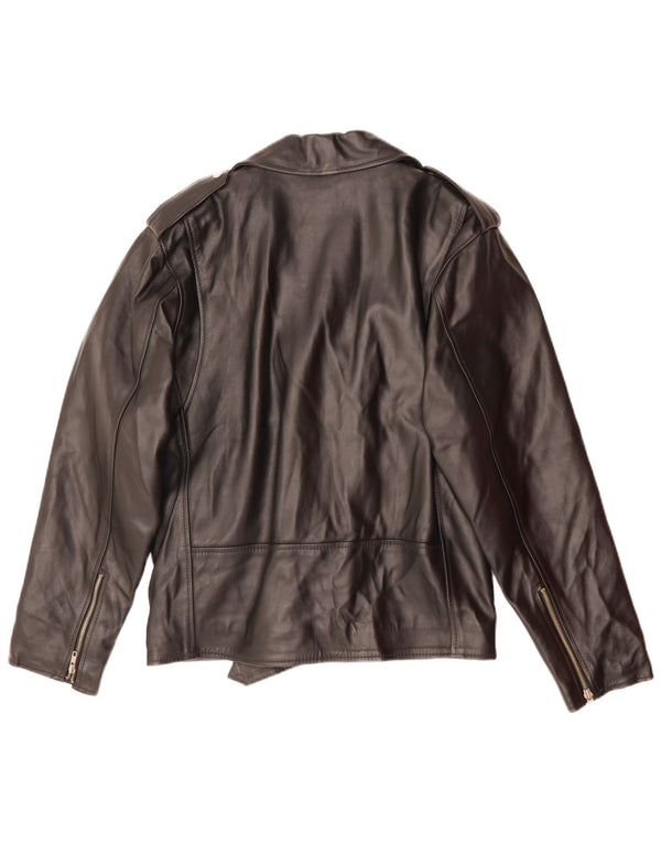 MANHATTAN Chaqueta motera de cuero para hombre UK 38 Medium Black Leather