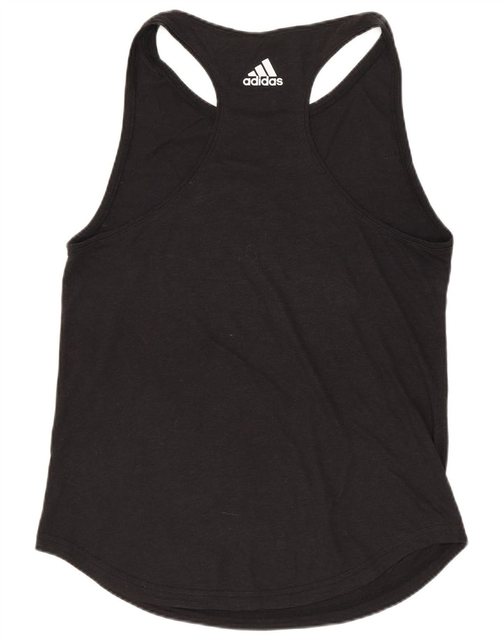 ADIDAS Mujer Gráfico Chaleco Top UK 8 Pequeño Negro