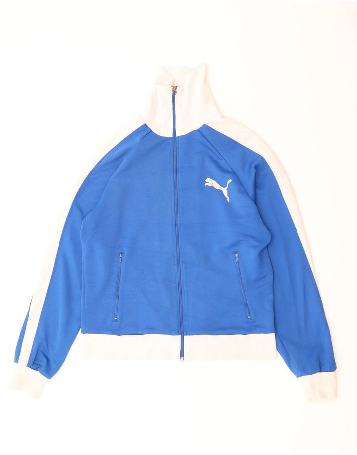 PUMA Chaqueta superior de chándal con gráfico para mujer UK 46 Large Blue Colourblock