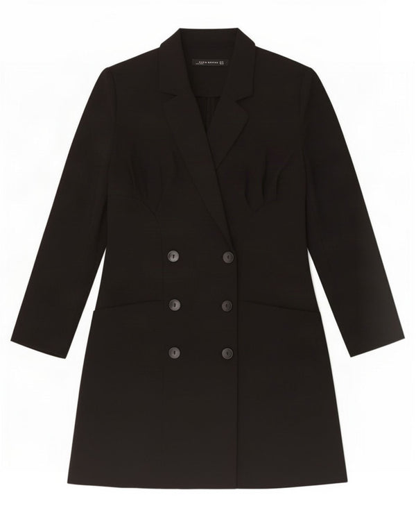 Zara Mujer Abrigo Cruzado UK 42 Medium Negro