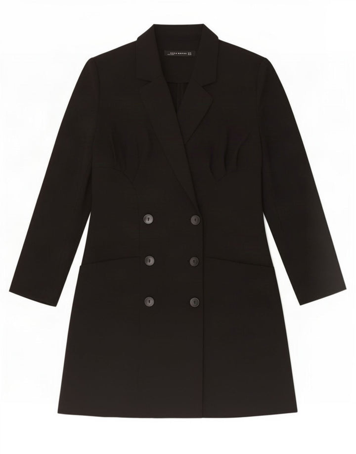 Zara Mujer Abrigo Cruzado UK 42 Medium Negro
