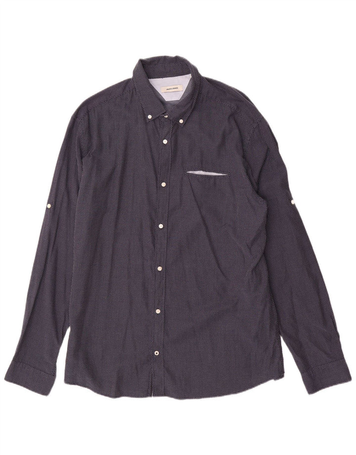 Camisa Jack & Jones Hombre 2XL Algodón Geométrico Azul Marino