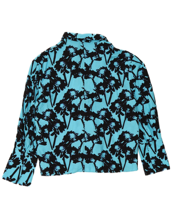 Topshop Blusa holgada para mujer UK 10 Small Azul Floral Viscosa