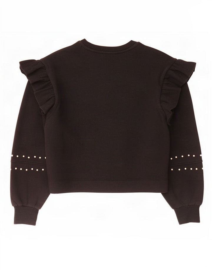 Zara Mujer Sudadera Jumper UK 12 Mediano Negro Poliéster