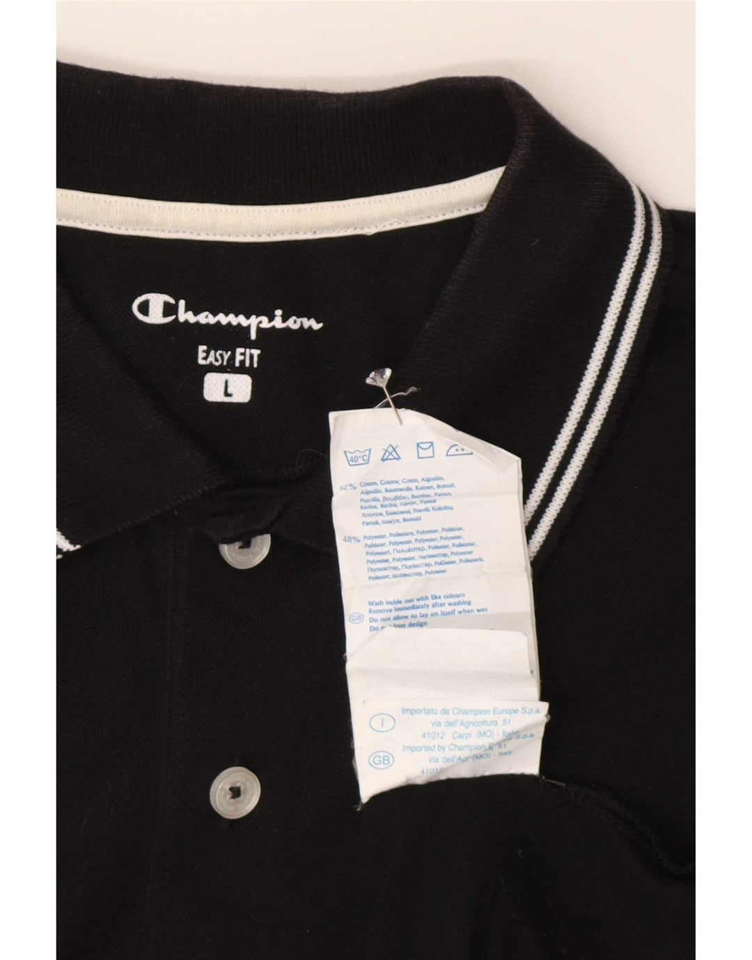 Champion Polo De Ajuste Fácil Para Hombre Grande De Algodón Negro