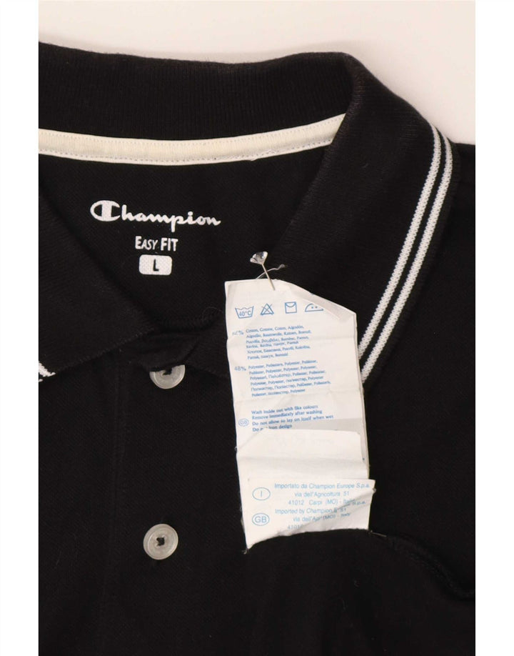 Champion Polo De Ajuste Fácil Para Hombre Grande De Algodón Negro