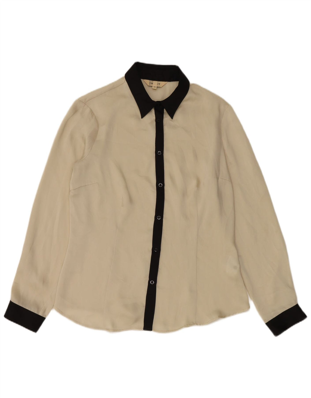 Camisa vintage para mujer IT 46 Poliéster color beige grande