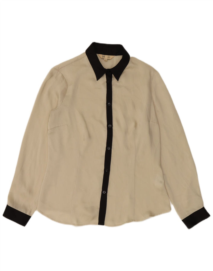 Camisa vintage para mujer IT 46 Poliéster color beige grande