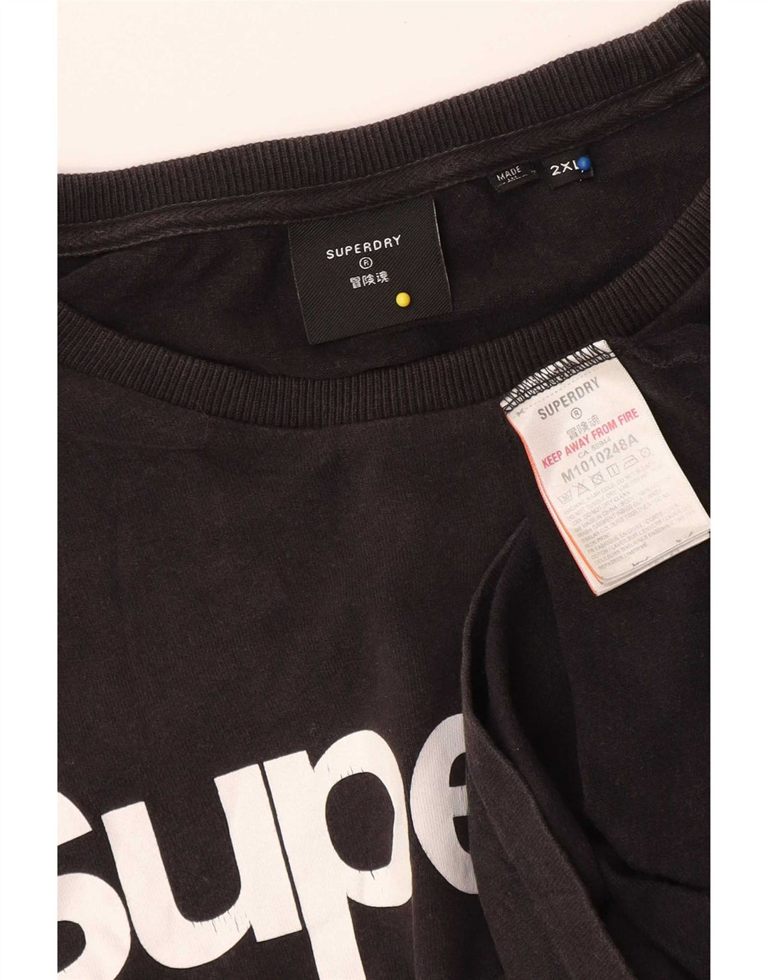 Superdry Camiseta gráfica para hombre Top 2XL Algodón negro