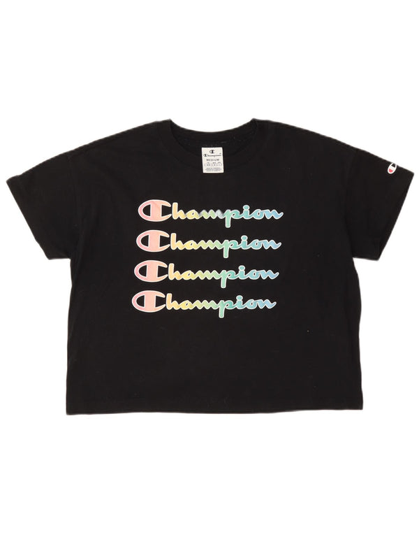 Champion Camiseta Corta Gráfica para Mujer UK 40 Medium Azul Marino Algodón