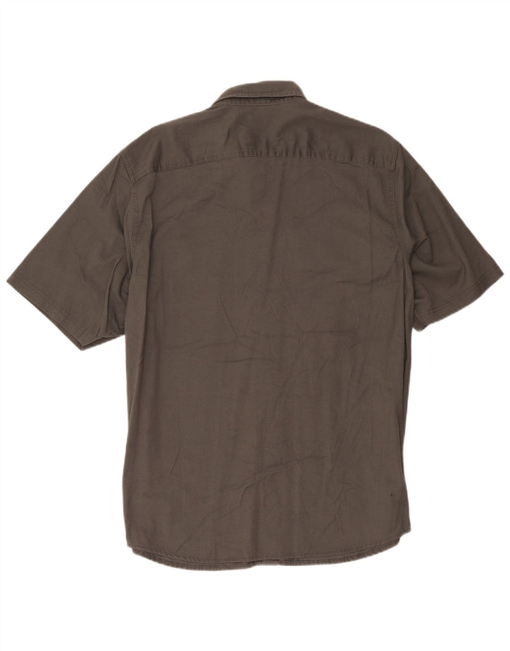 Wrangler Camisa de manga corta para hombre de algodón gris grande