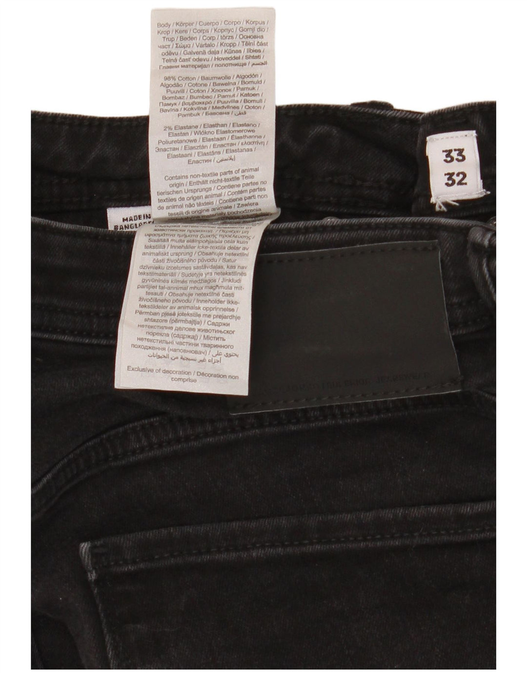 Jack & Jones Hombre GLENN Slim Jeans W33 L32 Algodón Negro