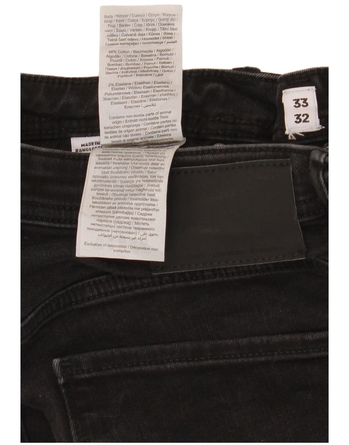 Jack & Jones Hombre GLENN Slim Jeans W33 L32 Algodón Negro