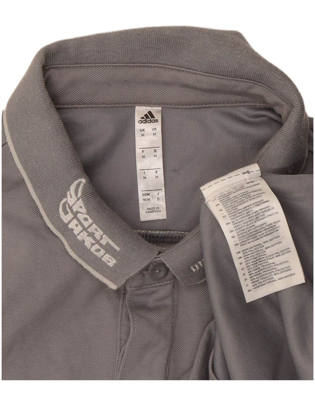 Adidas Hombre Climalite Graphic Polo Polo Algodón Gris Medio